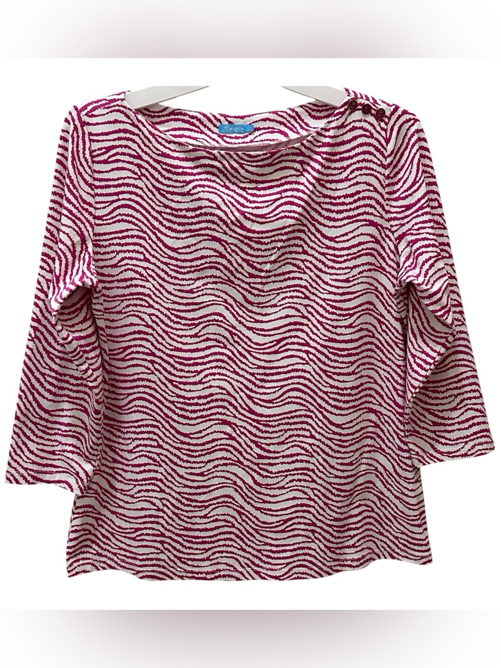 J. McLaughlin 3/4 sleeve top wrinkle-resistant Catalina Cloth fabric size Large